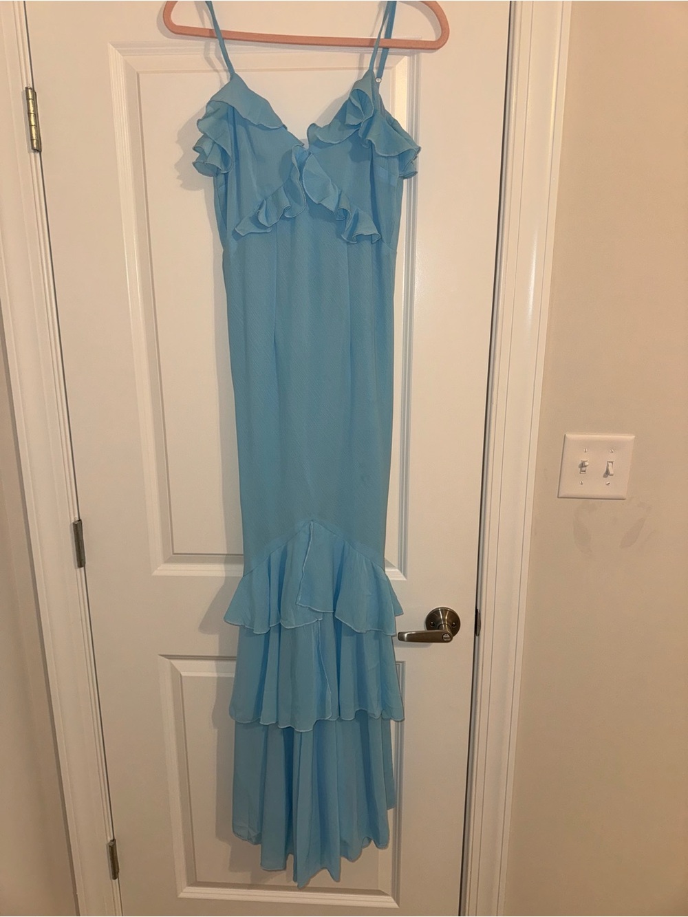 Runaway the Label OWO Light Blue Ruffle Tiered Maxi Dress